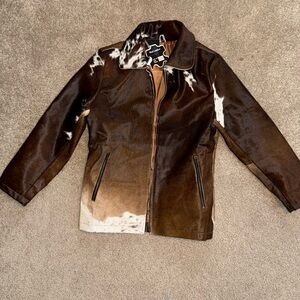 Brown and White Cowhide Jacket